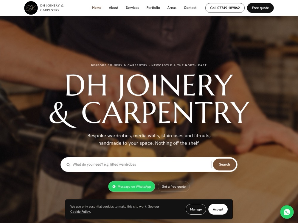 DH Joinery & Carpentry website landing page