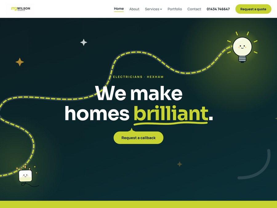 MG Wilson Electrical website landing page